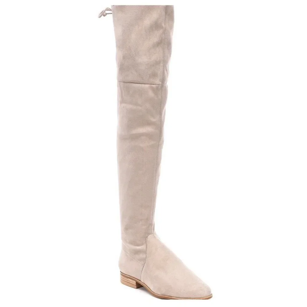 Gianni Bini Womens Fremaux Over the Knee Boots Taupe Tan Microsuede OTK size 6